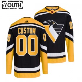 Pittsburgh Penguins Custom Adidas 2022-23 Reverse Retro 2.0 Schwarz Trikot Authentic - Kinder